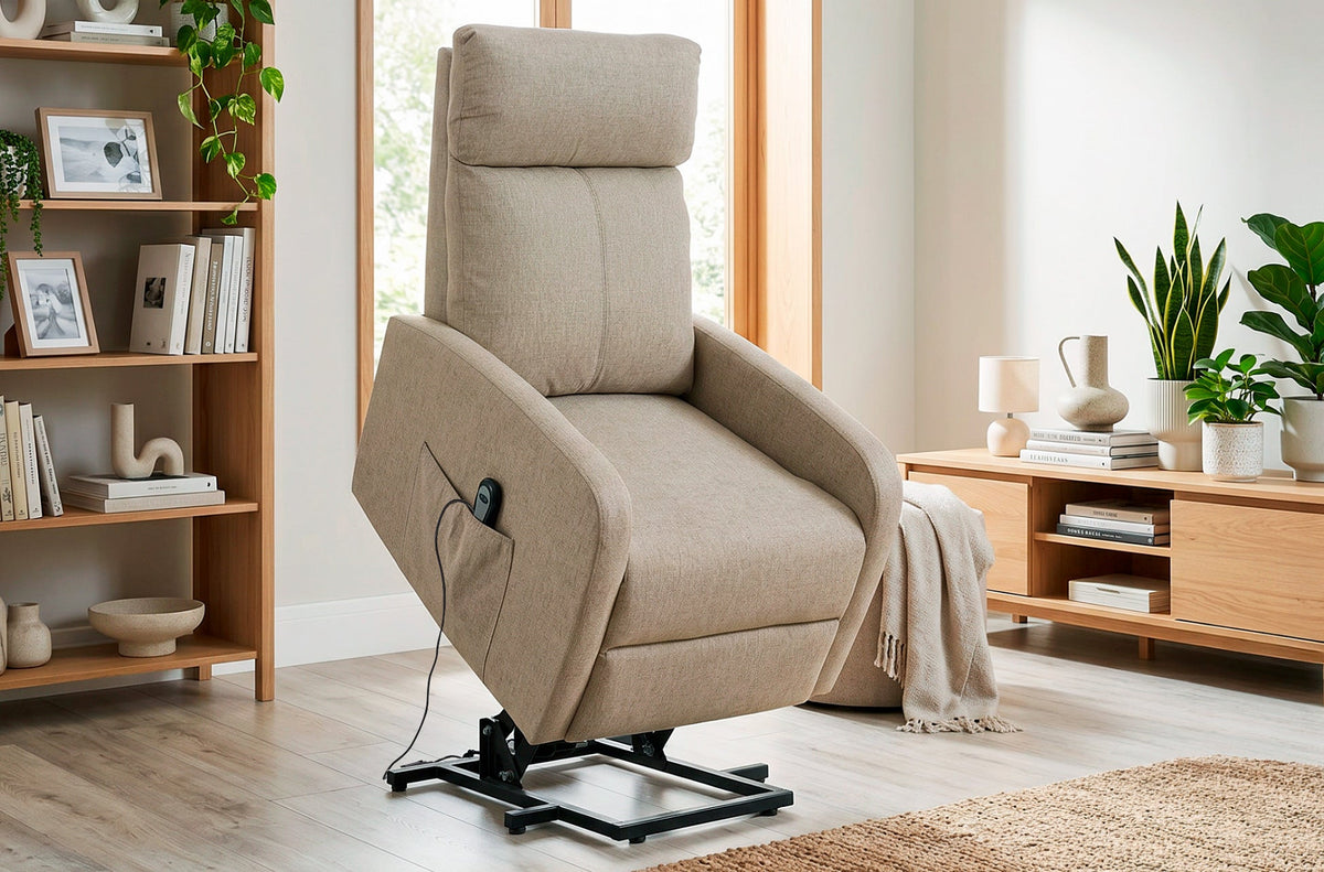 Sillón relax elevador Life beige, sillones relax de Kifoni