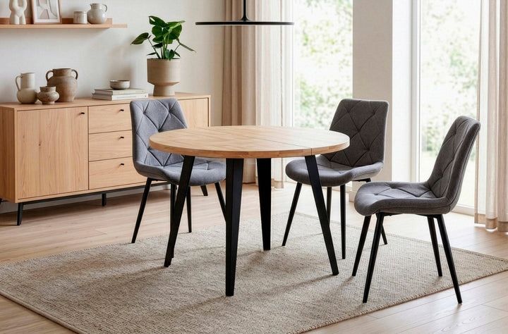 Mesa de comedor redonda extensible Berg-E de Kifoni en un ambiente real