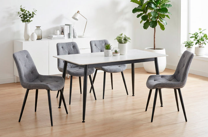Mesa de comedor Berna cerámica blanco, mesas de comedor de Kifoni