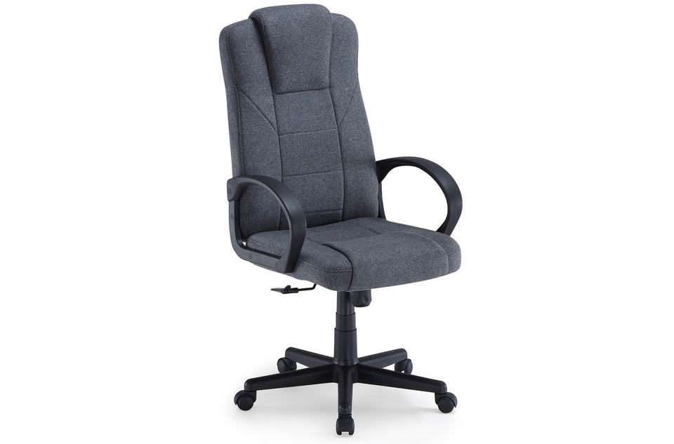 Chaise de bureau Henry gris, packshot de trois quarts sur fond blanc