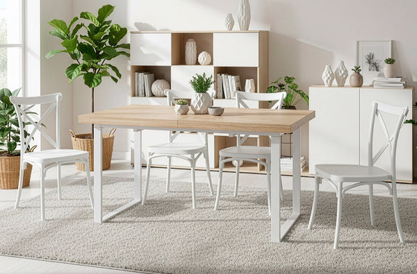 Mesa de comedor extensible en color blanco