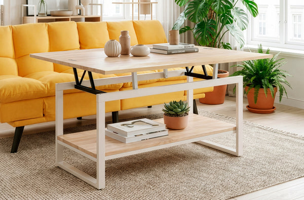 Mesa de centro elevable Steve en color blanco