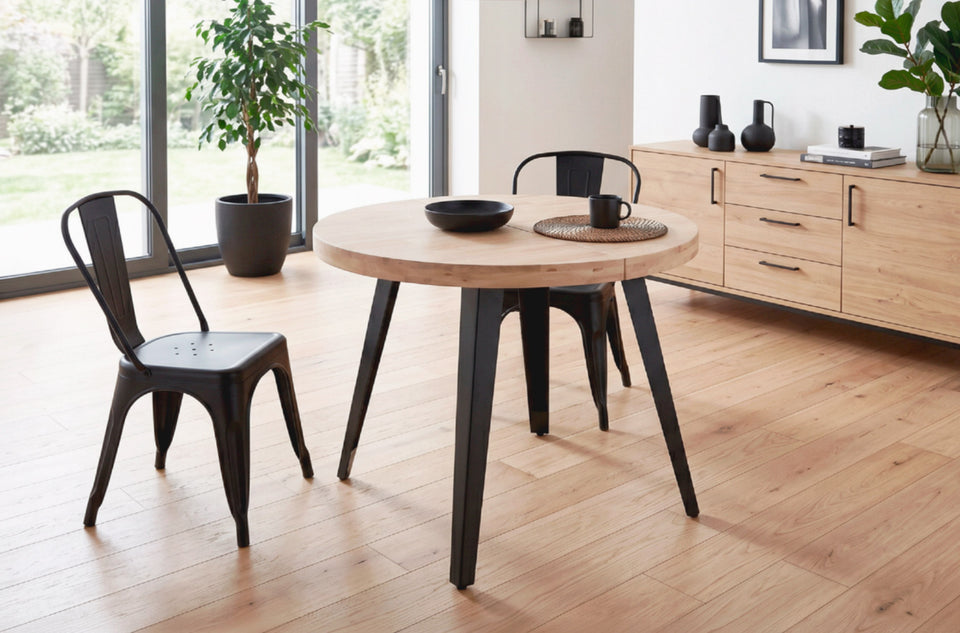 Mesa de comedor redonda extensible Berg en color negro