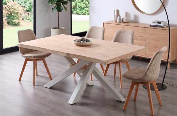 Mesa de comedor Xena blanco tapa con forma