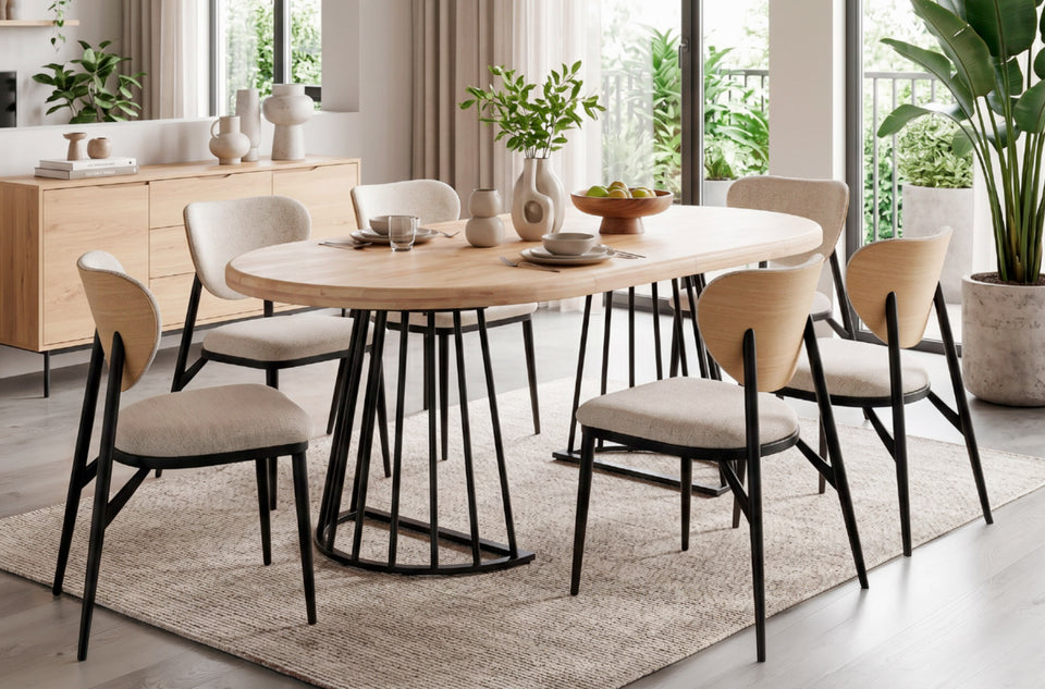 Mesa de comedor redonda extensible Brad