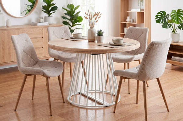 Mesa de comedor redonda extensible Brad en color blanco