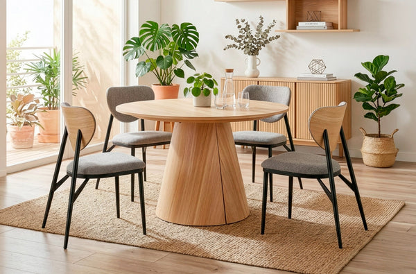 Mesa de comedor redonda extensible Damiano
