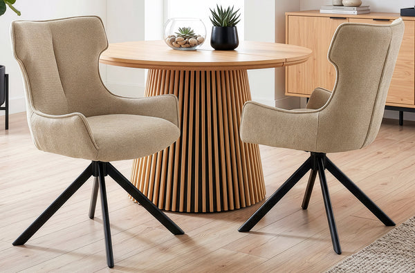 Silla de comedor giratoria Robert en color beige