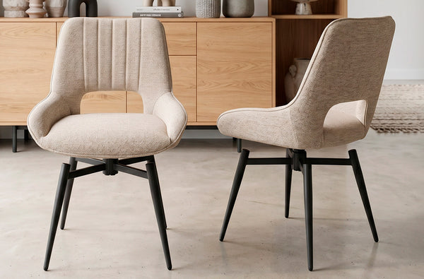 Silla de comedor giratoria Dara en color beige
