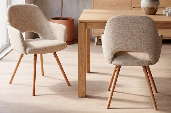 Silla de comedor giratoria Rimor en color beige