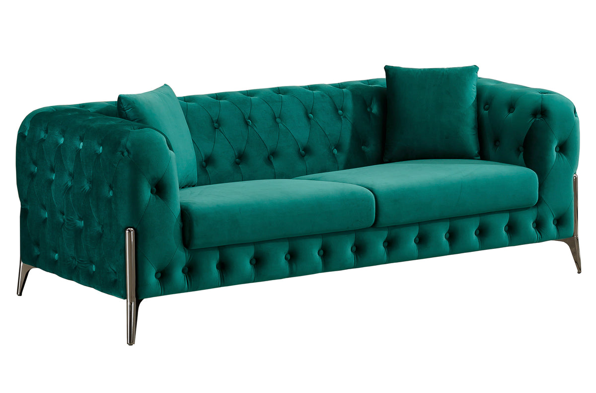 Sofá capitoné Cindy 3 plazas velvet verde
