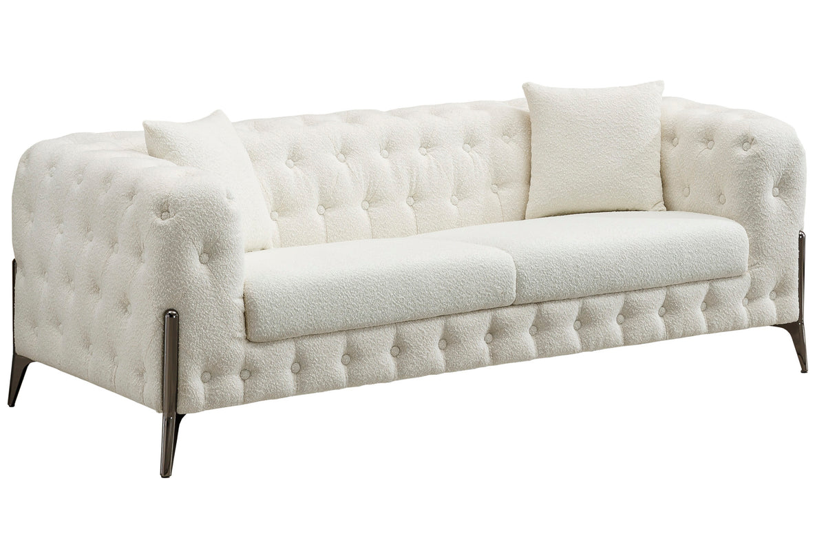 Sofá capitoné Cyndy 3 plazas linen blanco