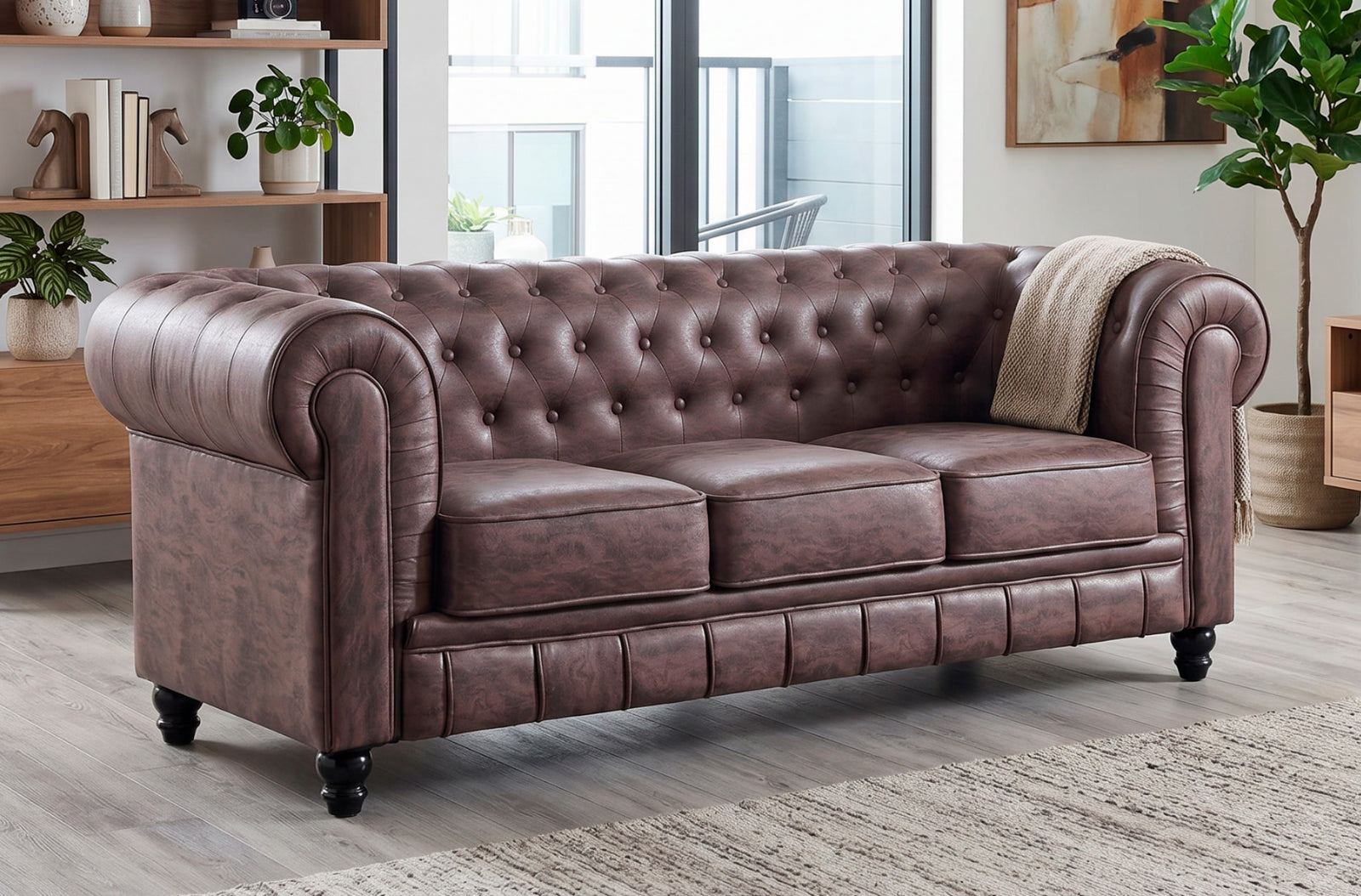 Sofá Chesterfield 3 plazas chocolate vintage