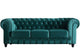 Sofá Chesterfield 3 plazas símil piel en color verde, vista 2