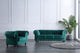 Sofá Chesterfield 3 plazas símil piel en color verde, vista 3