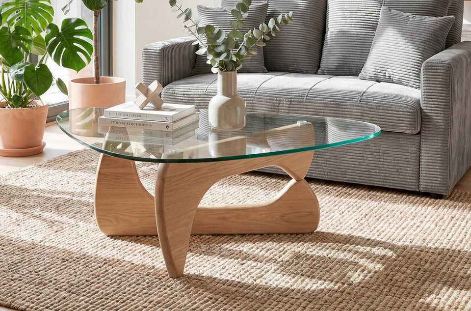 Mesa de centro Leyna roble y cristal