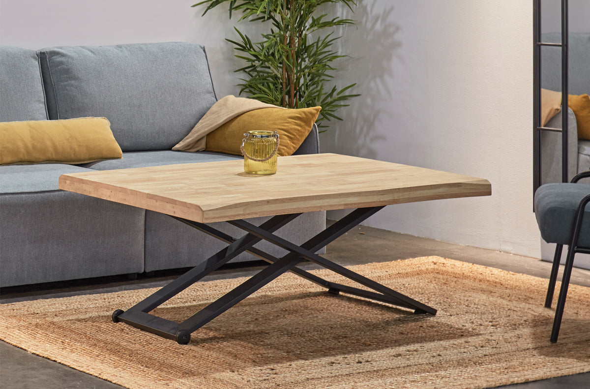 Mesa de centro elevable Zoe tapa con forma negro