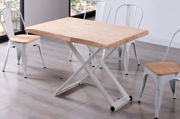 Mesa de centro elevable Zoe tapa con forma blanco