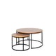 Ensemble de tables basses Adriano centre chêne / noir, table basse en chêne et métal pour le salon, 80 × 80 × 46 cm