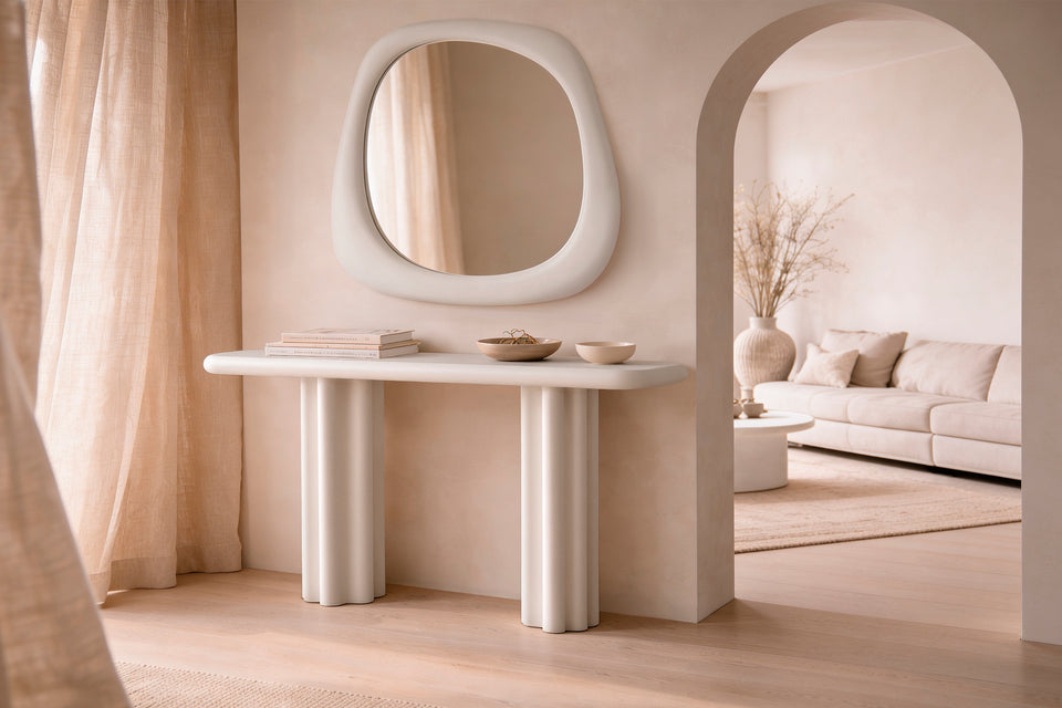 Espejo Kabul, espejo decorativo, en un ambiente real, ancho 90 cm, alto 90 cm