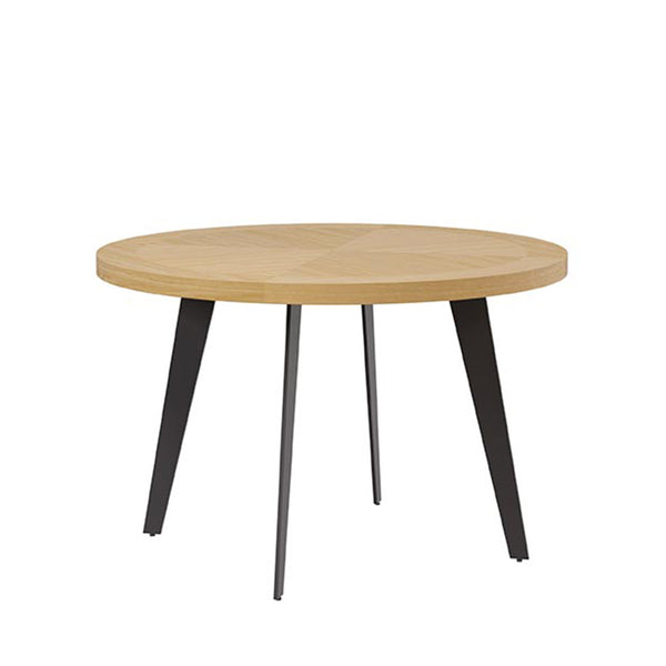 Mesa fija Amanda 100 cm, mesa de comedor de roble y metal