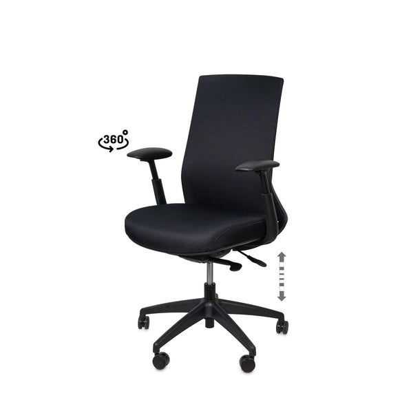 Silla oficina Lancaster negro, silla de oficina en tejido, ancho 68 cm, fondo 63 cm