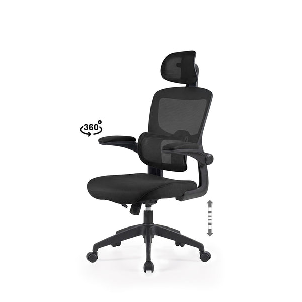 Silla oficina Bristol negro, silla de oficina en tejido, ancho 64 cm, fondo 60 cm