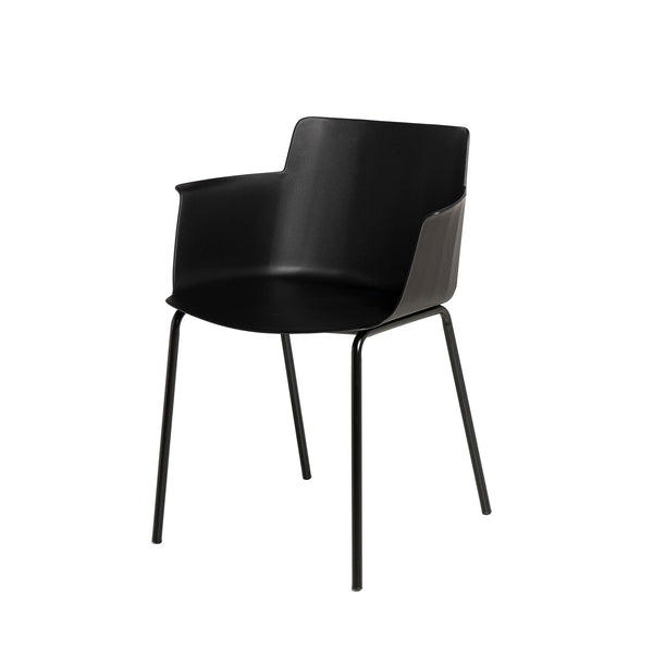 Silla Dolly negro, silla de comedor, 60 × 52 × 78 cm