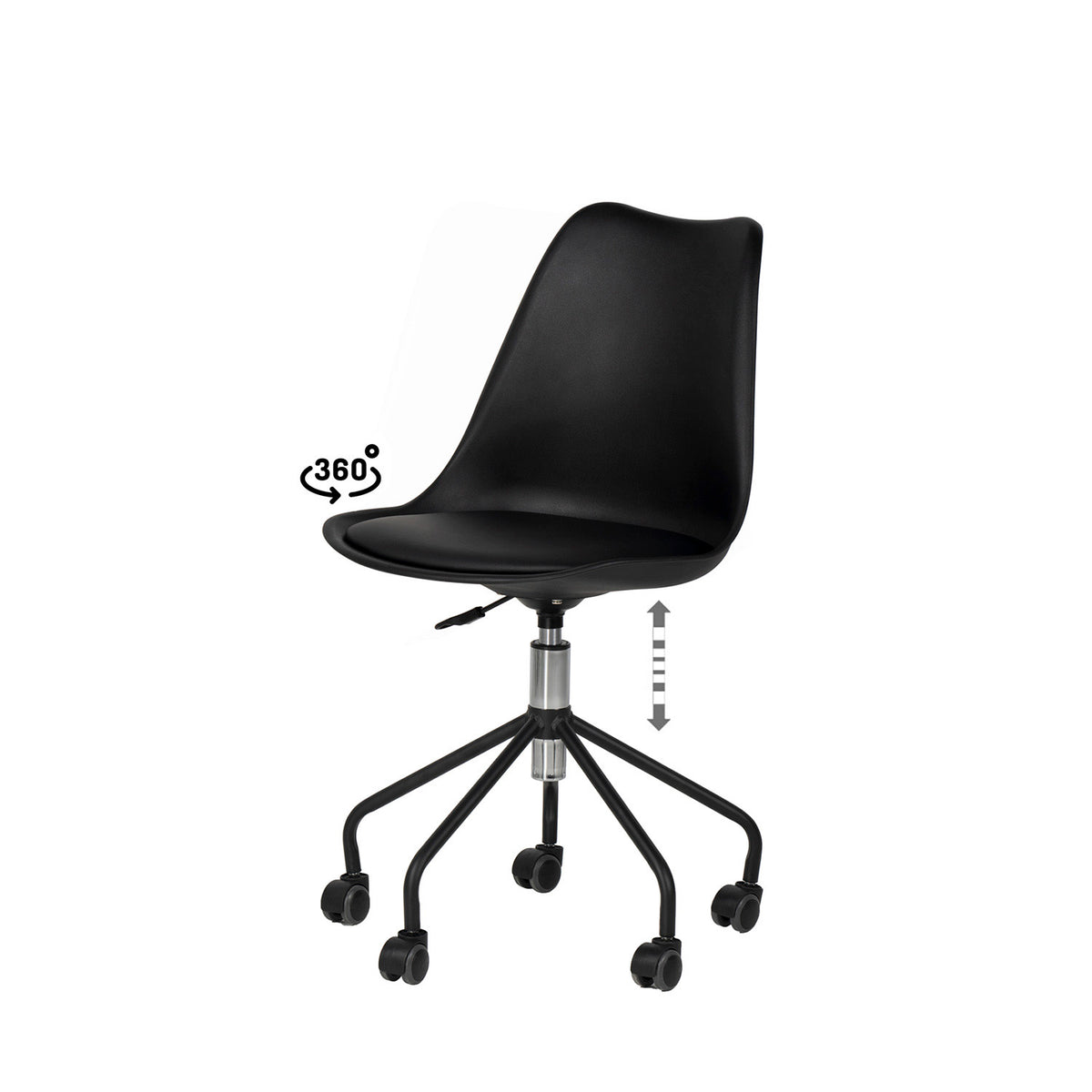 Chaise de bureau Yale noir, largeur 60 cm, profondeur 58.5 cm
