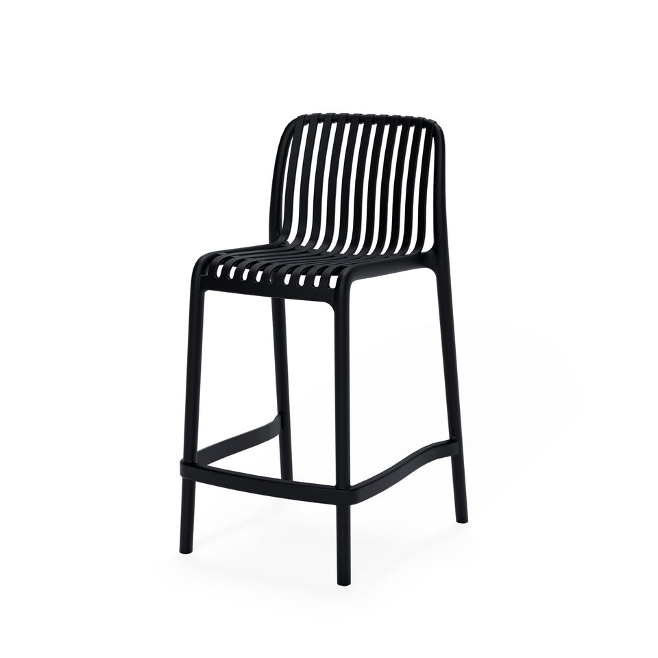 Taburete bajo Walter negro, taburete alto para el comedor, 44 × 50 × 95 cm