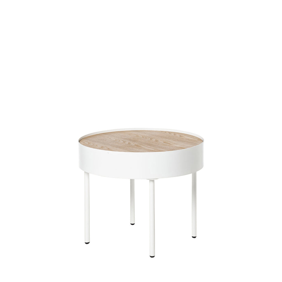 Mesa centro Andrew, mesa de centro de madera y metal para el salón, vista de estudio, 50 × 50 × 42 cm