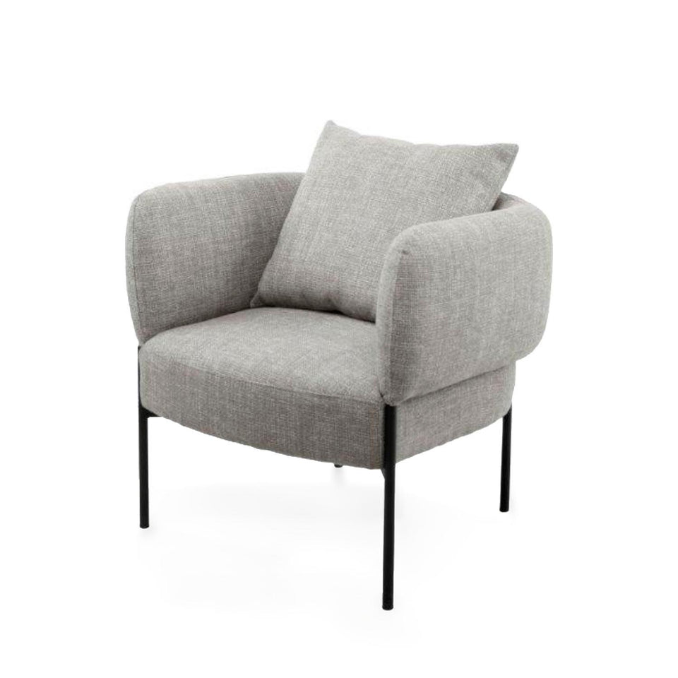 Fauteuil Agadir gris, pour le salon, 80 × 75 × 77 cm