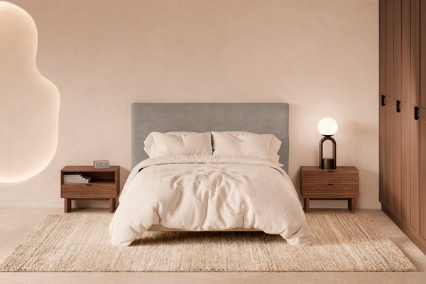 Mesita baja Tulsa Nogal madera 2, mesita de noche de madera y roble, en un ambiente real, 60 × 35 × 49 cm