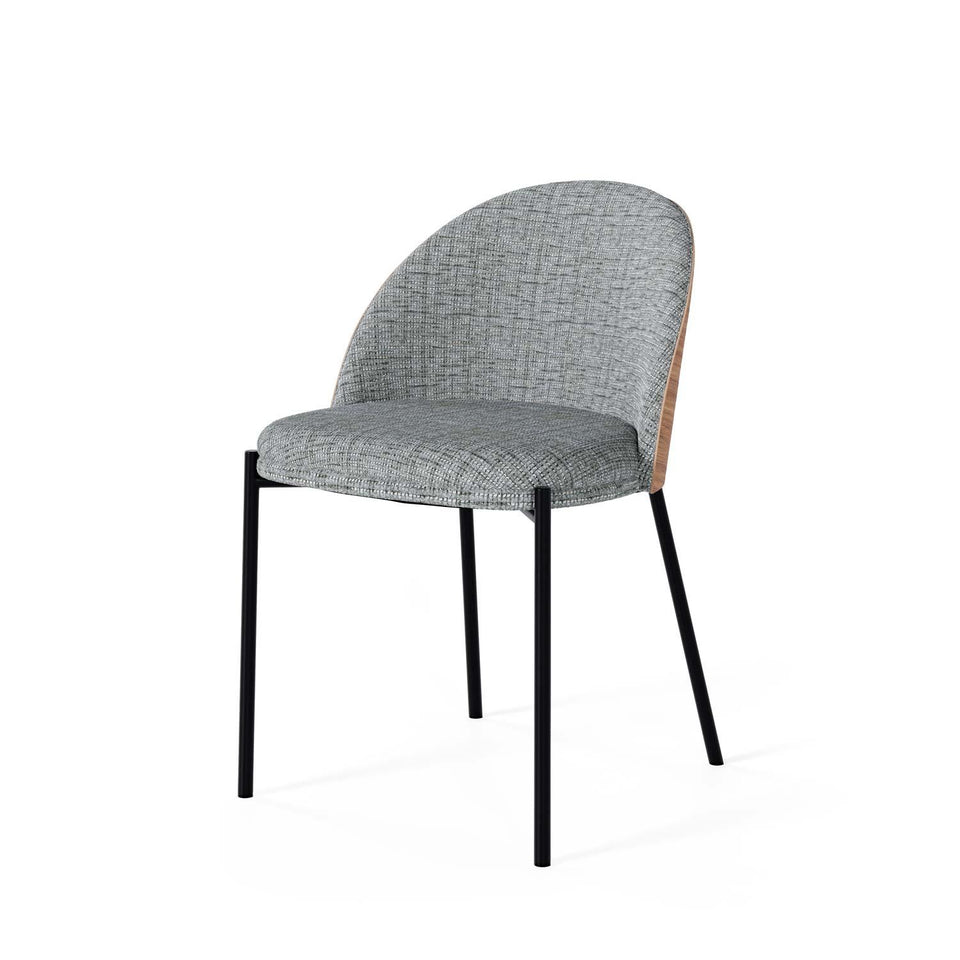 Chaise Casandra gris, chaise de salle à manger rembourrée en tissu, 50 × 55 × 78 cm