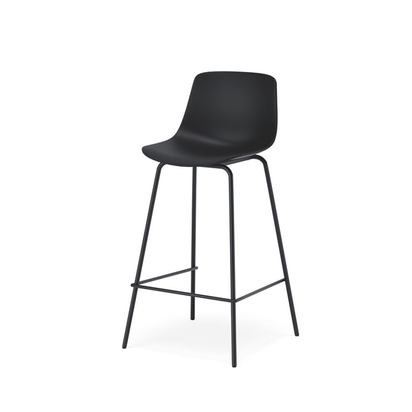 Taburete bajo Elton negro, taburete alto para el comedor, 44 × 45 × 93 cm