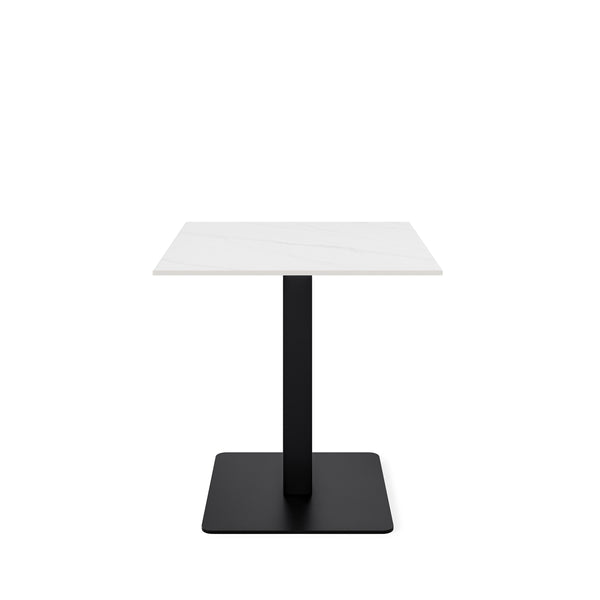 Table basse fixe d’extérieur Samira blanc / noir, meuble d’extérieur en grès porcelainé et métal, 70 × 70 × 75 cm