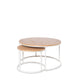 Ensemble de tables basses Adriano centre chêne / blanc, table basse en chêne et métal pour le salon
