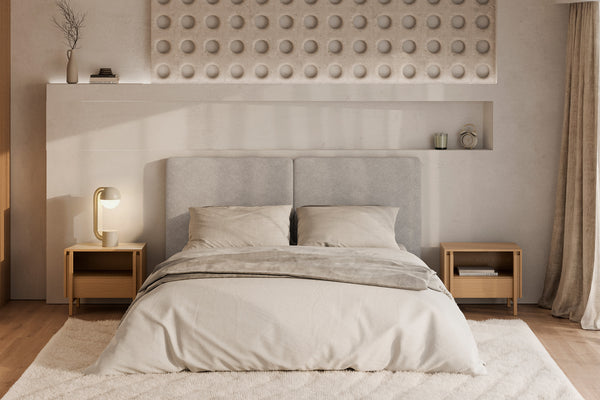 Mesita Pacific 60, mesita de noche de madera, en un ambiente real, 60 × 38 × 48 cm