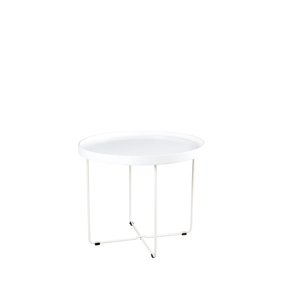 Table d’appoint Dave, en métal pour le salon, vue en studio, ø60 × 50 cm de haut