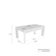 Dibujo acotado de mesa centro elevable Oliver: 110 cm de ancho, 60 cm de fondo y 46 cm de alto.