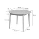 Dibujo acotado de mesa de comedor extensible Liana: 100 cm de ancho, 100 cm de fondo y 76 cm de alto.