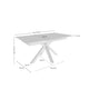 Dibujo acotado de mesa de comedor extensible Lori: 120 cm de ancho y 90 cm de fondo.