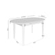 Dibujo acotado de mesa de comedor extensible Velma: 140 cm de ancho, 85,2 cm de fondo y 77 cm de alto.